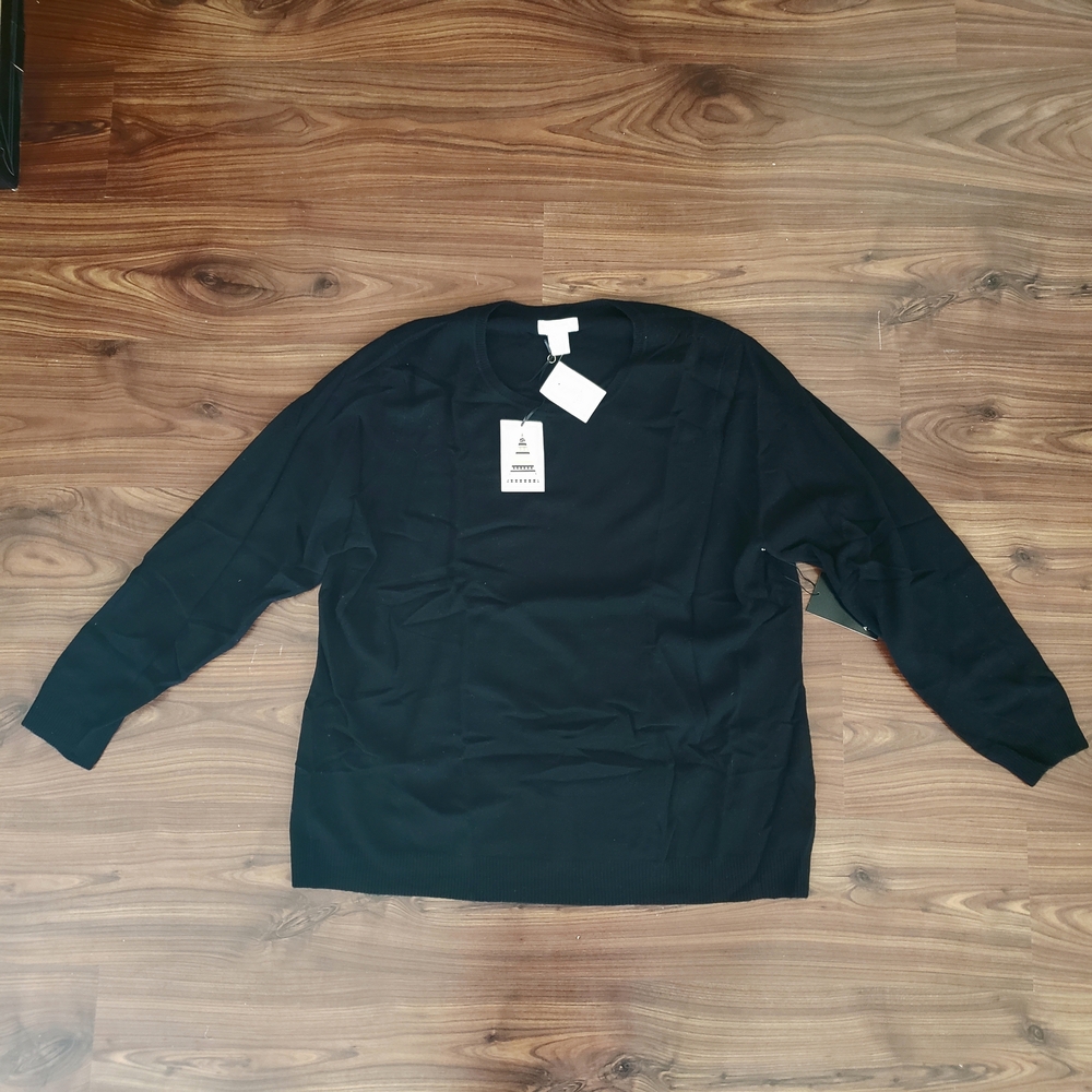 New! 3X Womens Adrienne Vittadini Black 100% Cashmere Sweater